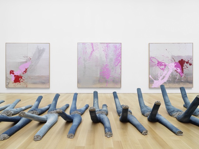 Rob Pruitt 50th Birthday Bash Mezzanine Installation View Esprit de Corps (Hokusai’s Great Wave), 2015 Beauty Mark, 2006, Collection Nina and Frank Moore Cotton Candy Frappucino, 2015 Silly String, 2015 Photo Credit: Stefan Altenburger