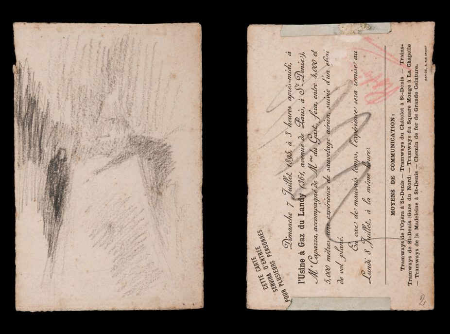 Front and Back of "Untitled", n.d. Pencil on cardboard, 15 x 9.9 cm. Museo Medardo Rosso, Barzio, Inv. 202