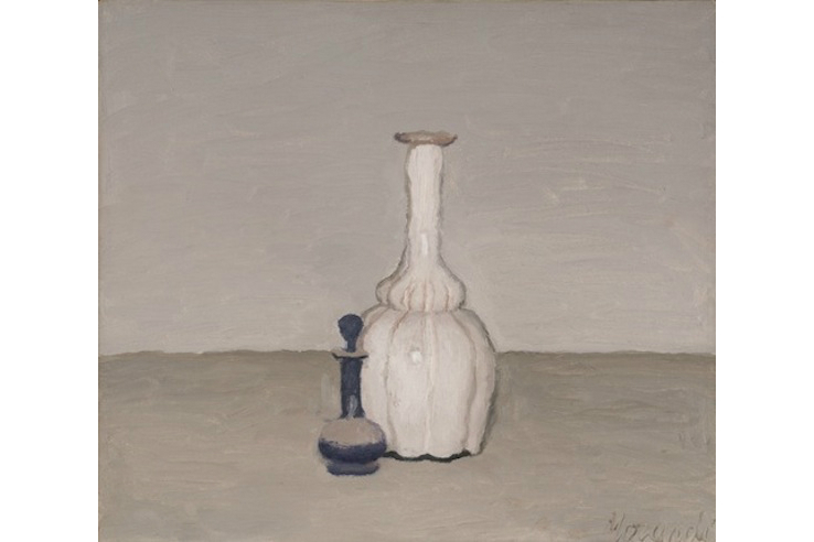 Giorgio Morandi, Still Life, 1955, Oil on canvas, 40 x 35 cm, Private collection,  @2015 Artists Rights Society (ARS), New York / SIAE, Rome. Reproduction, including downloading of Giorgio Morandi works, is prohibited by copyright laws and international conventions without the express written permission of Artists Rights Society (ARS), New York