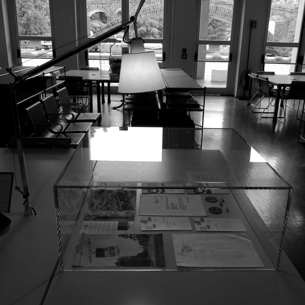 Library exhibition displays (detail), Biblioteca del Progetto, Photo by Teresa Kittler, 2015