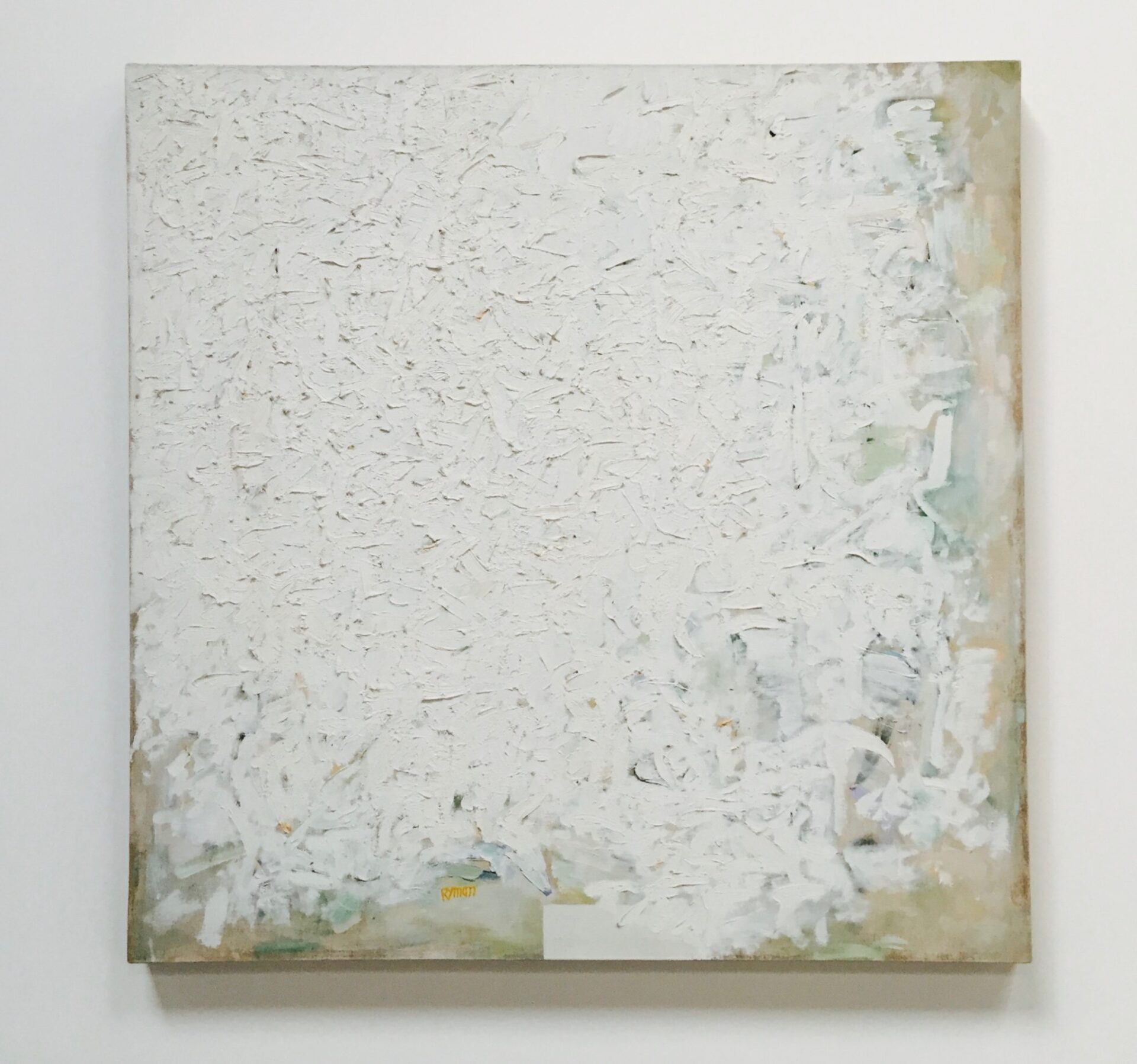 Robert Ryman. Untitled, c. 1960. Oil and gesso on linen. The Greenwich Collection, Ltd. On view at Dia:Chelsea, 545 West 22nd Street, December 9, 2015-June 18, 2016
