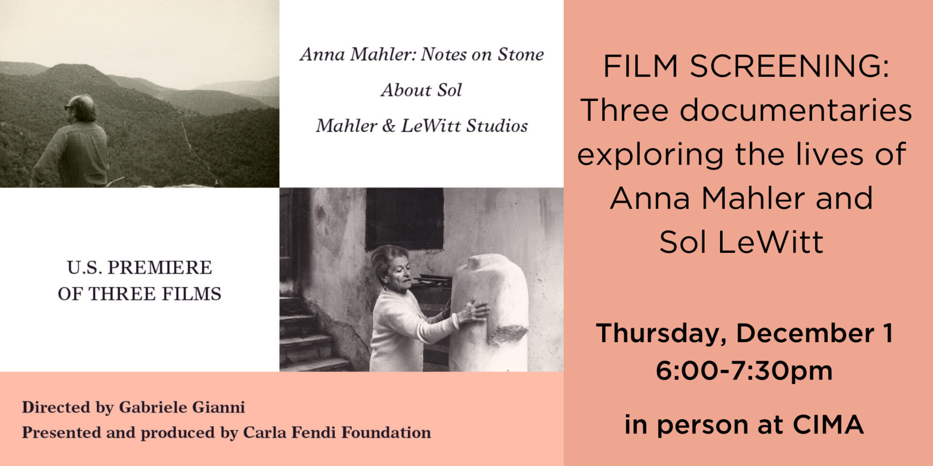 ‘Anna Mahler: Notes on Stone’; ‘About Sol’; ‘Mahler & LeWitt Studios’: three documentaries, a U.S. premiere
