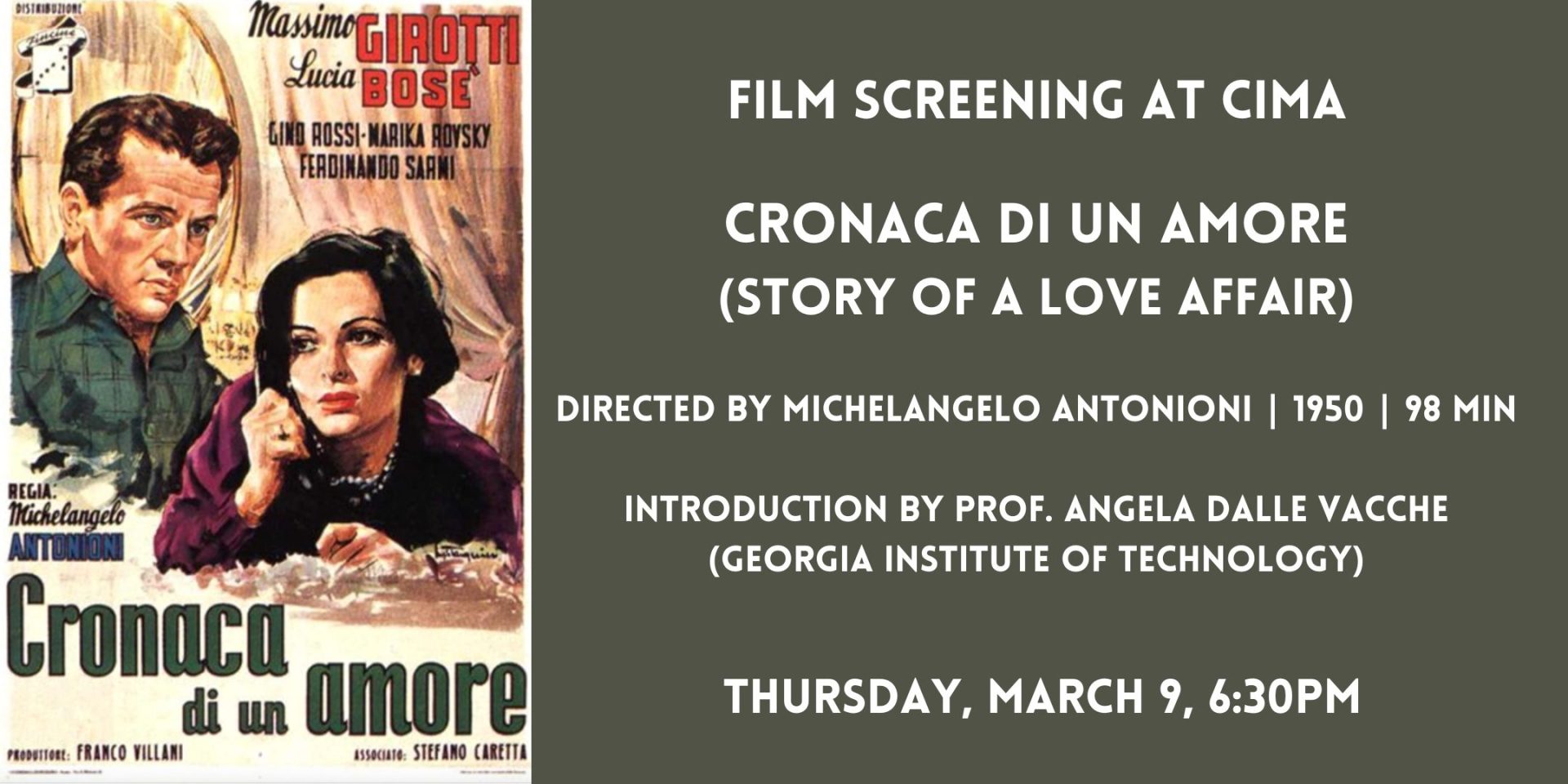 ‘Cronaca di un Amore’: a film screening at CIMA